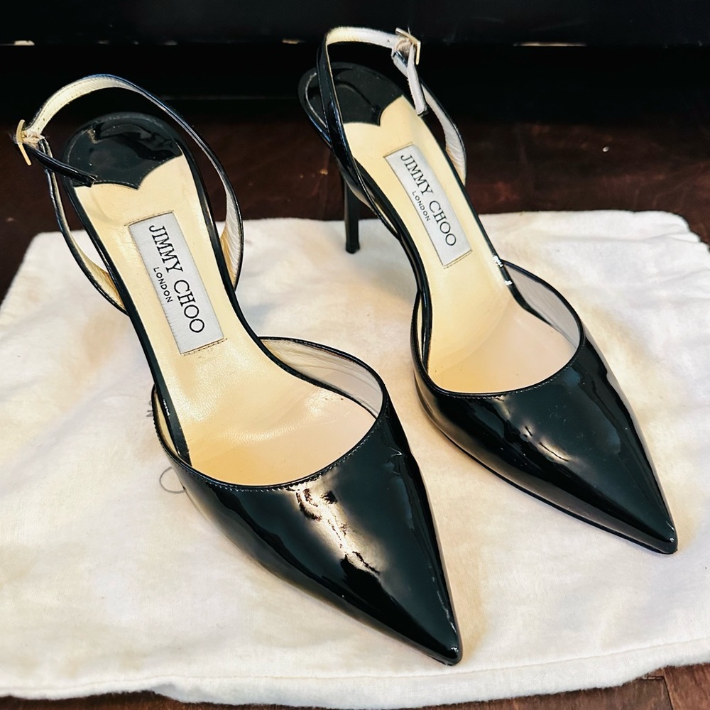 Jimmy Choo Slingback Black Patent Heels